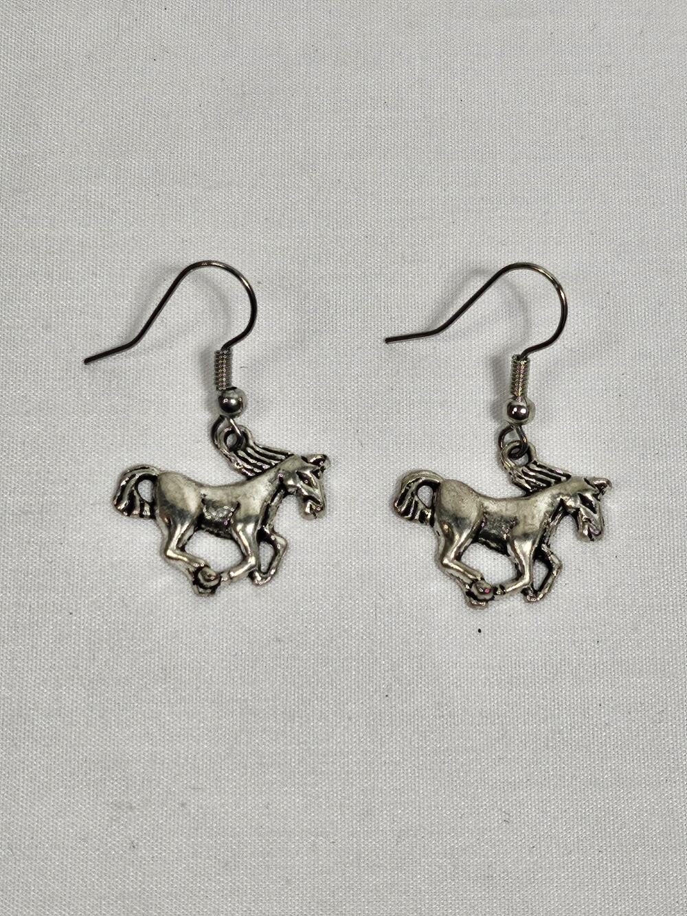 Petite Decorative Dangling Horse Wire Earrings - VTG